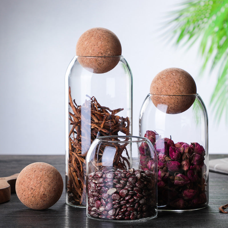 Airtight Glass Storage Jar – Tea, Coffee & Dry Food Container with Cork Lid