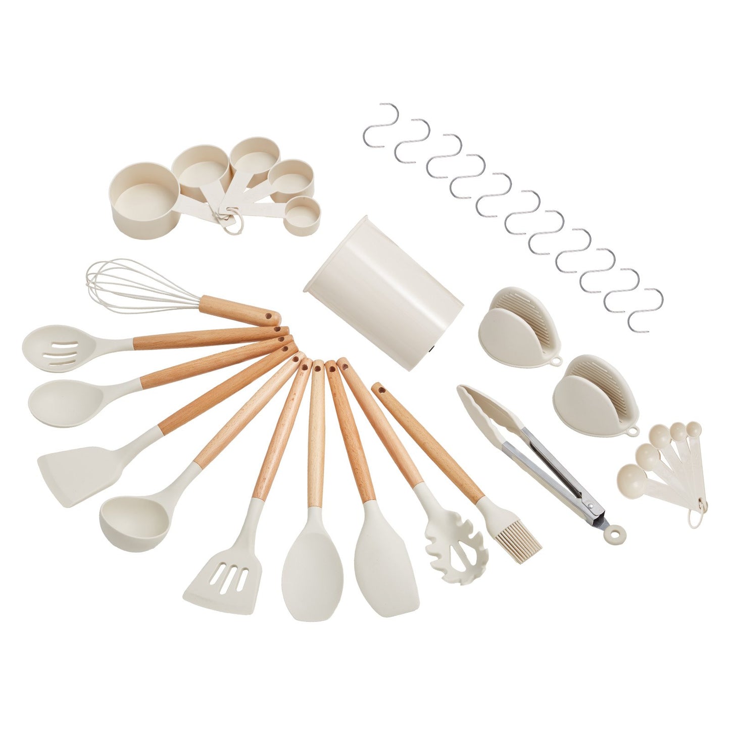 34 PCS Kitchen Cooking Utensils Set Silicone Spatula Spoon Tools Heat Resistant