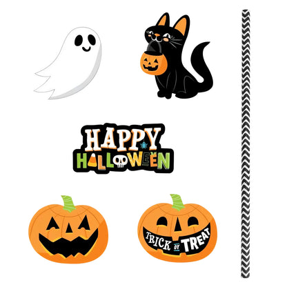 25-Pcs Halloween Party Striped Decorative Straws