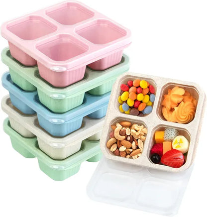 6 Pack Snack Boxes, 4 Compartment Lunch Boxes