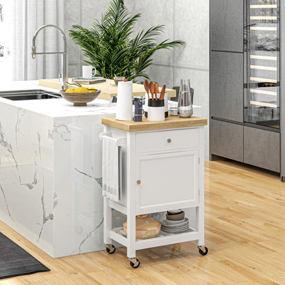 Rolling Kitchen Cart with Rubberwood Top