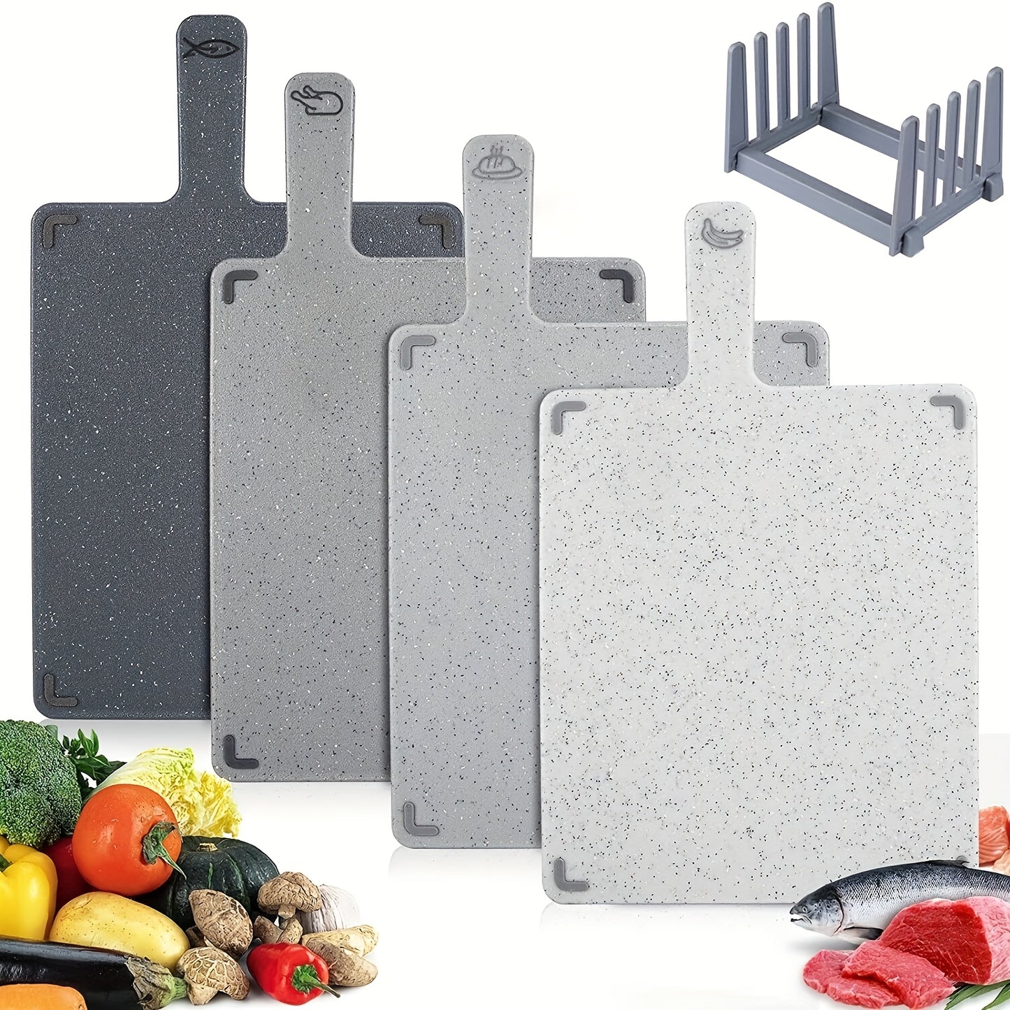 4-in-1 Heavy-Duty Kitchen Cutting Board Set with Stand