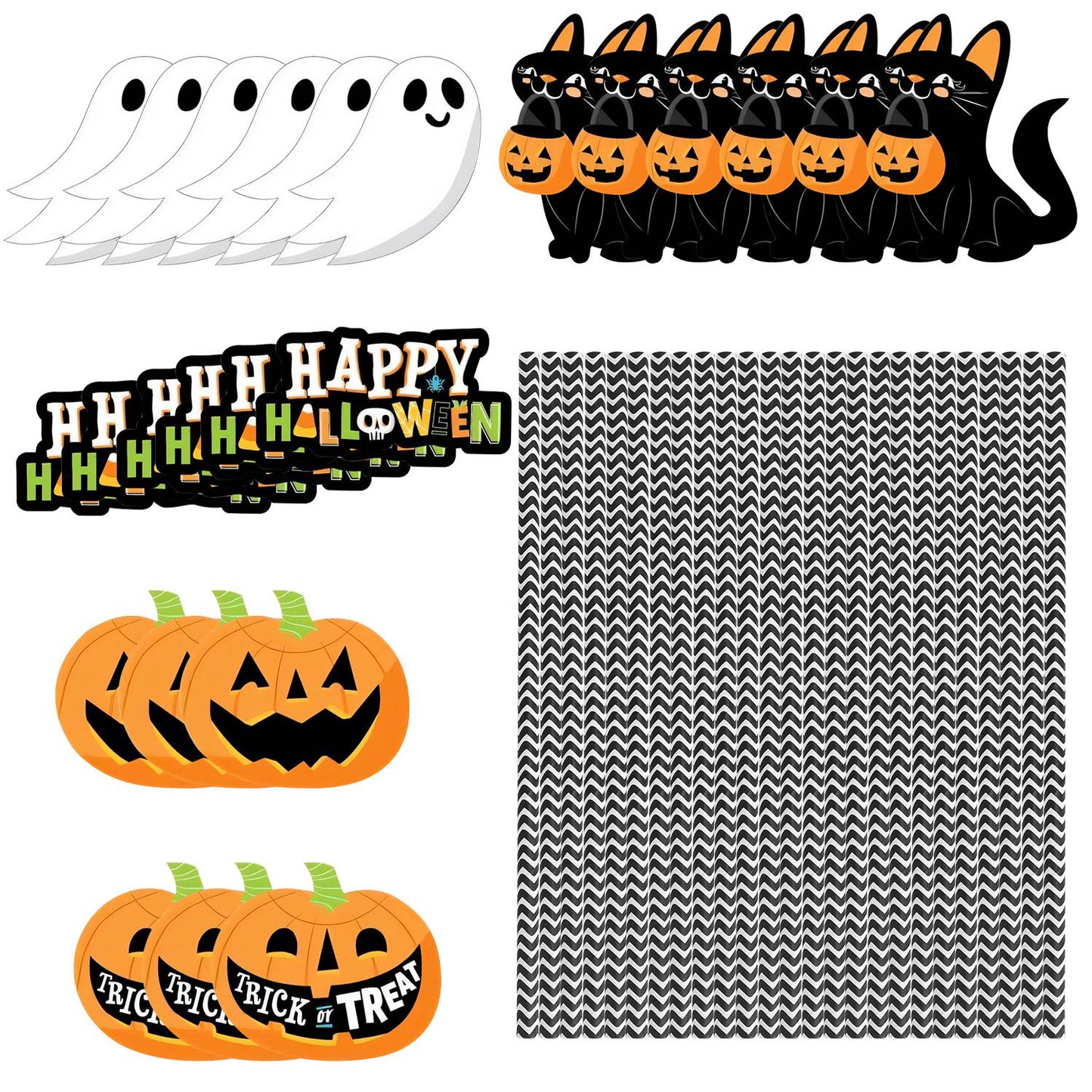 25-Pcs Halloween Party Striped Decorative Straws