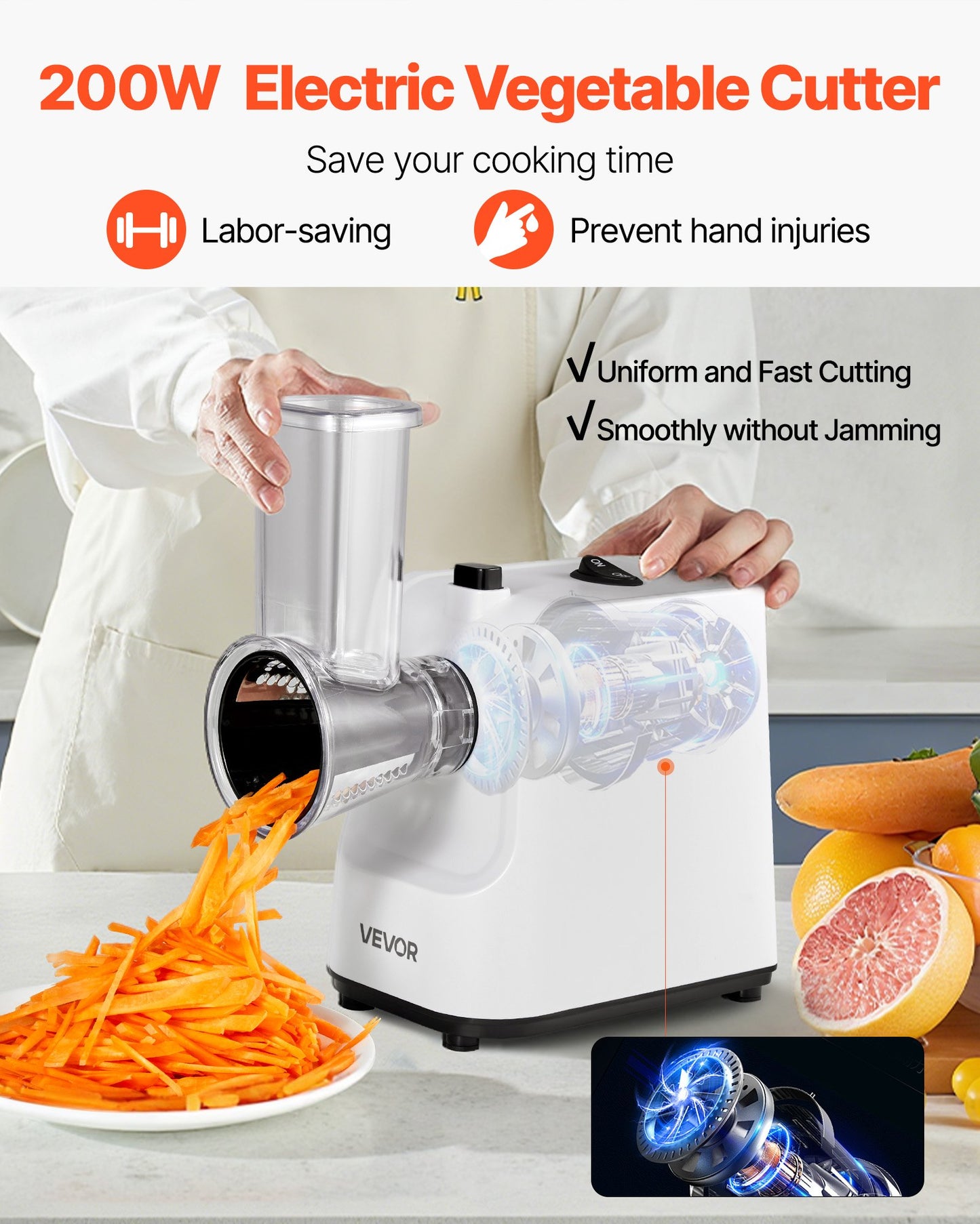 Electric Vegetable Slicer Shredder Chopper For Fruits With 5 Attachments