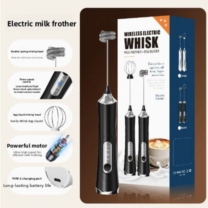 Electric Handheld Milk Frother & Egg Beater – USB Rechargeable, 3-Speed