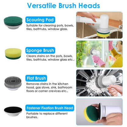 1 Set Electric Handheld Spin Scrubber Cordless Cleaning Brush
