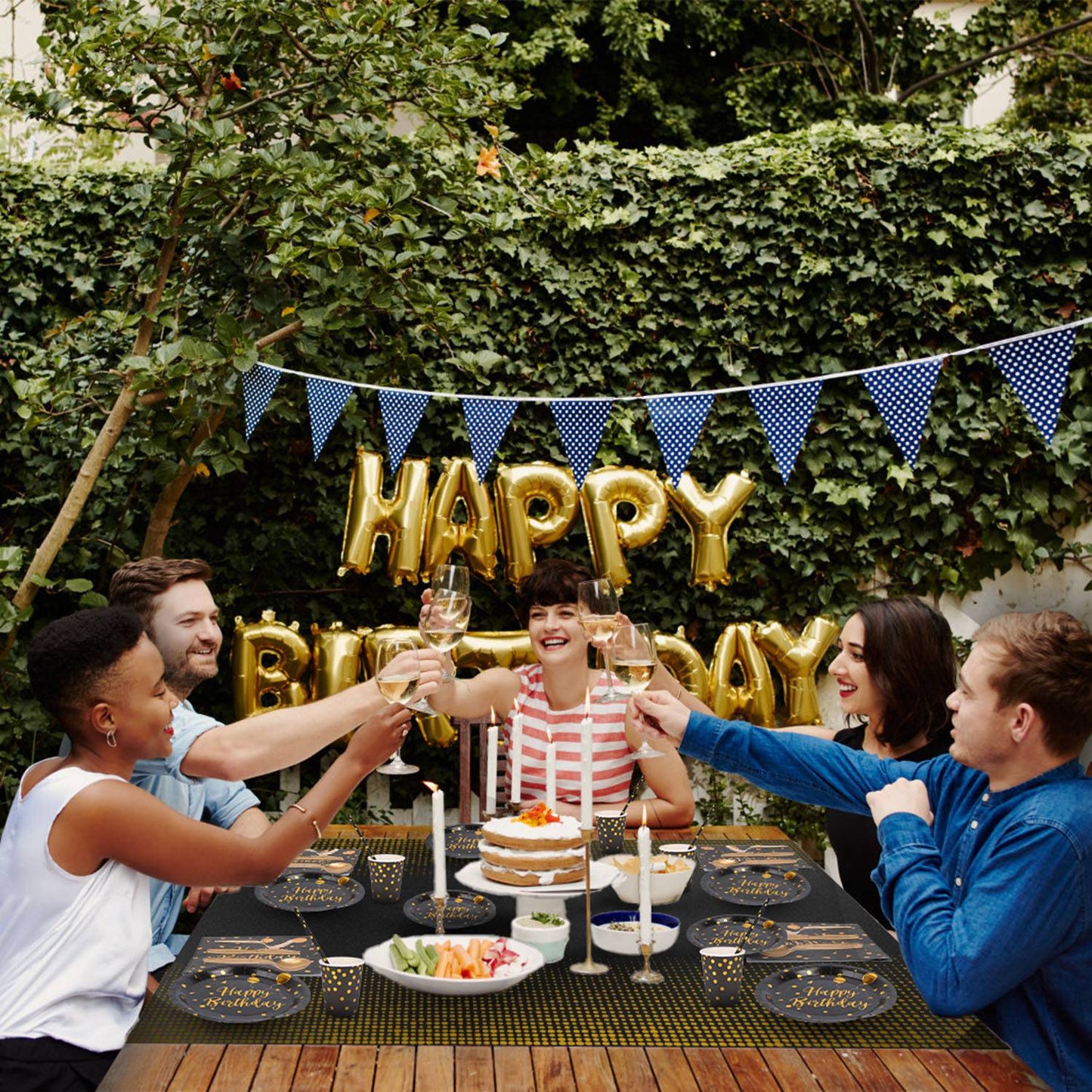 201 PCS Black Gold Birthday Party Supplies