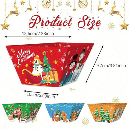 12 PCS Christmas Paper Food Tray Xmas Decorations