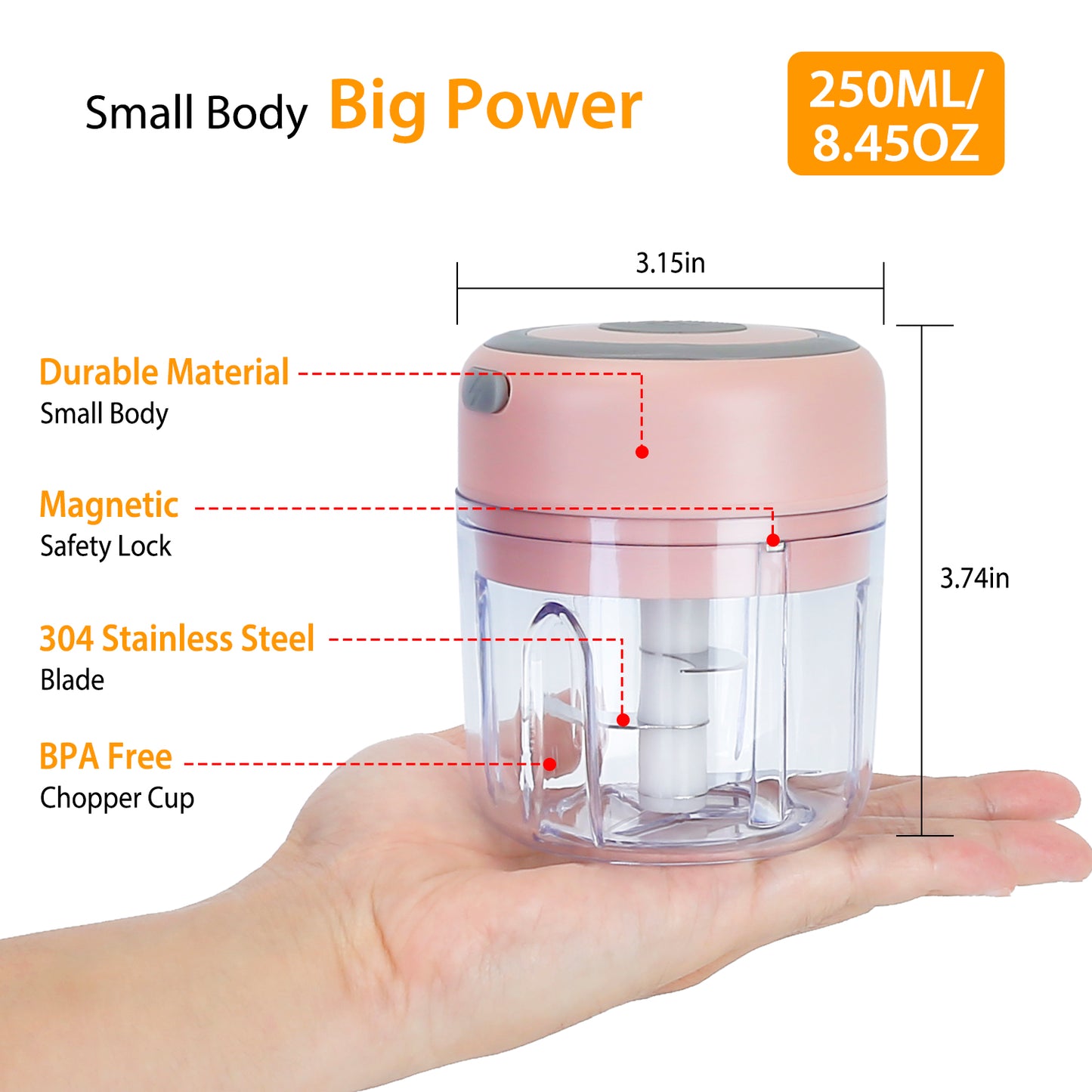 Mini Electric Garlic Chopper 8.45-OZ