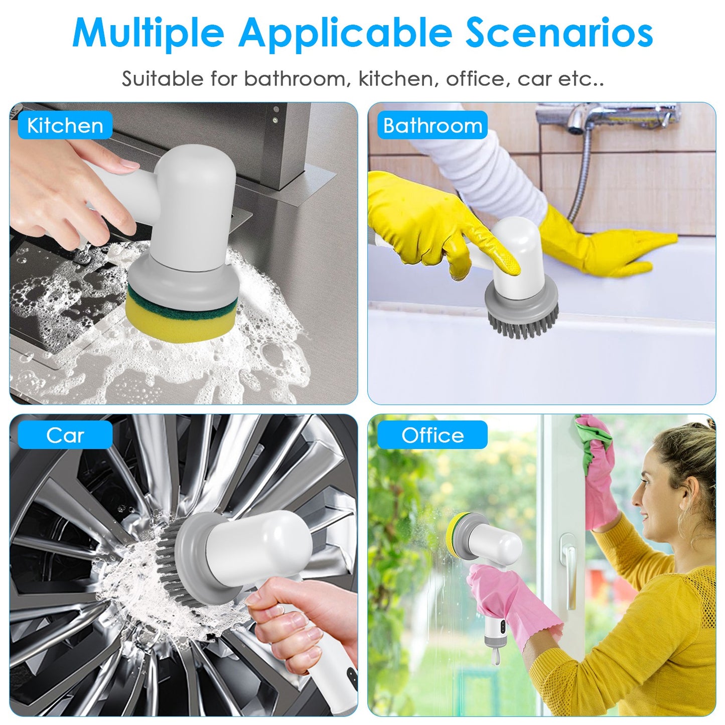 1 Set Electric Handheld Spin Scrubber Cordless Cleaning Brush