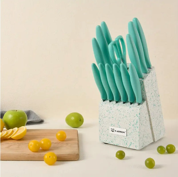 14-Piece Rainbow Colored High Carbon Stainless Steel Kitchen Knife Set