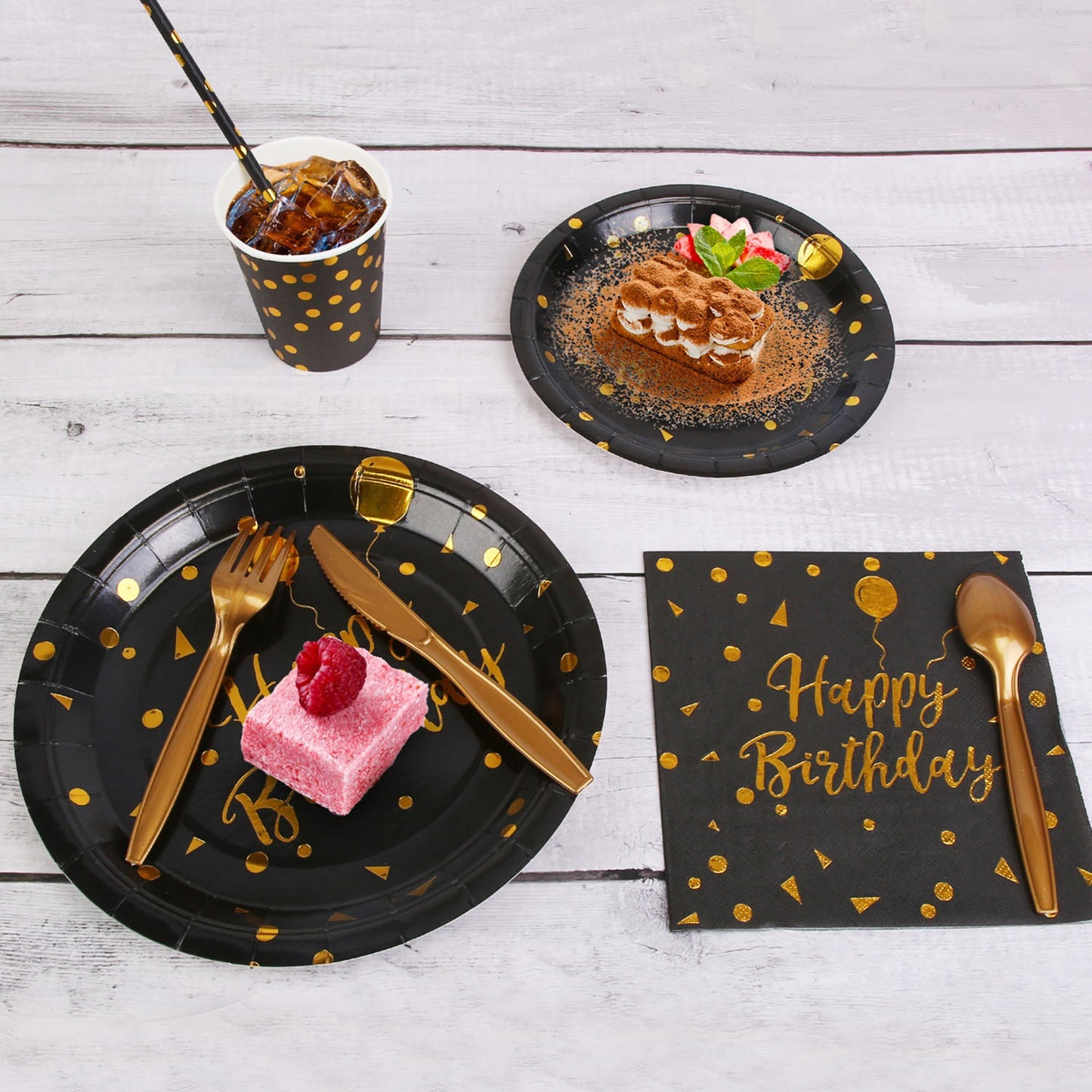 201 PCS Black Gold Birthday Party Supplies