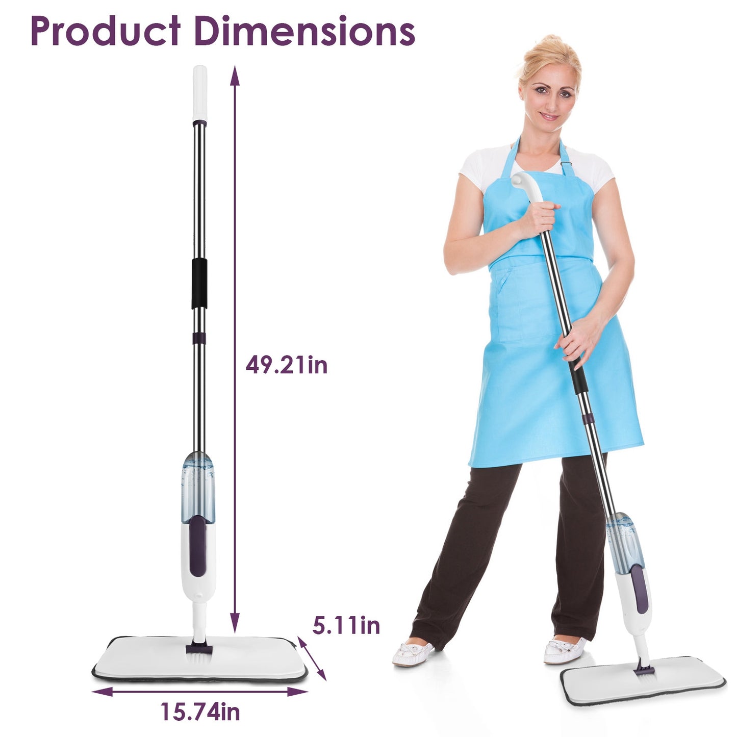 Spray Mop with 3 Machine-Washable Microfiber Pads – Lightweight Floor Cleaner
