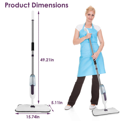 Spray Mop with 3 Machine-Washable Microfiber Pads – Lightweight Floor Cleaner