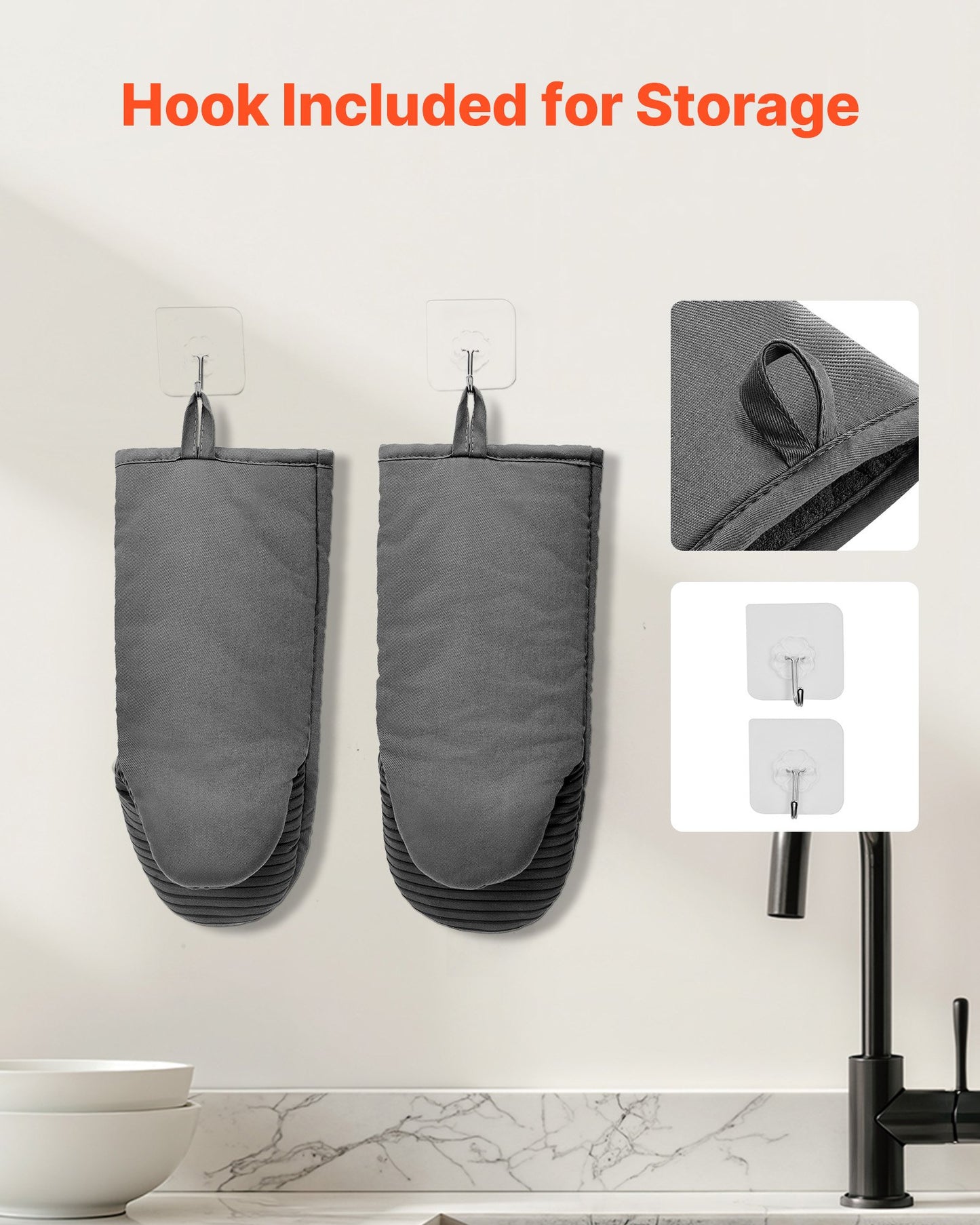 Oven Mitts, Mini Oven Mitt Set With Non-Slip Silicone Strip