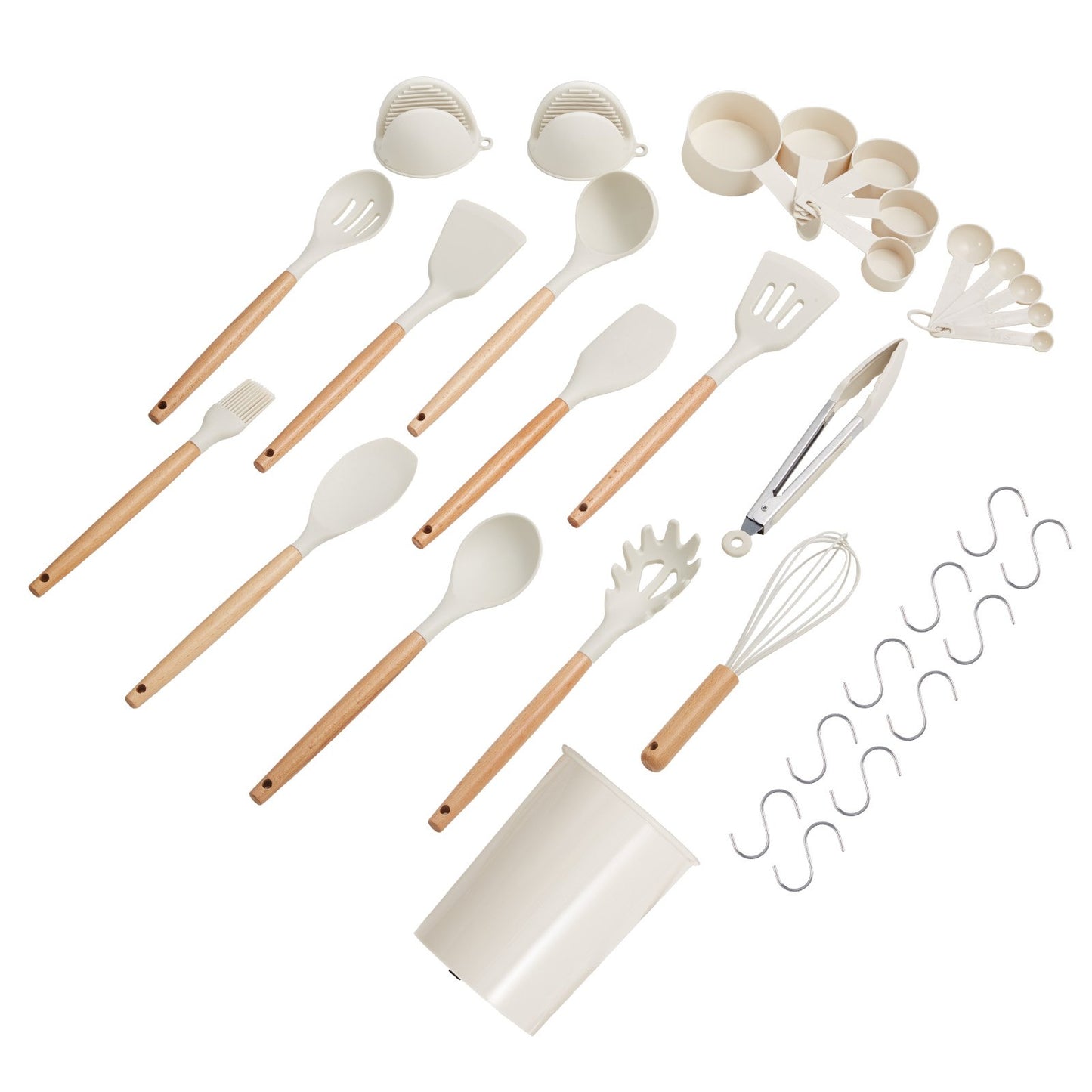 34 PCS Kitchen Cooking Utensils Set Silicone Spatula Spoon Tools Heat Resistant
