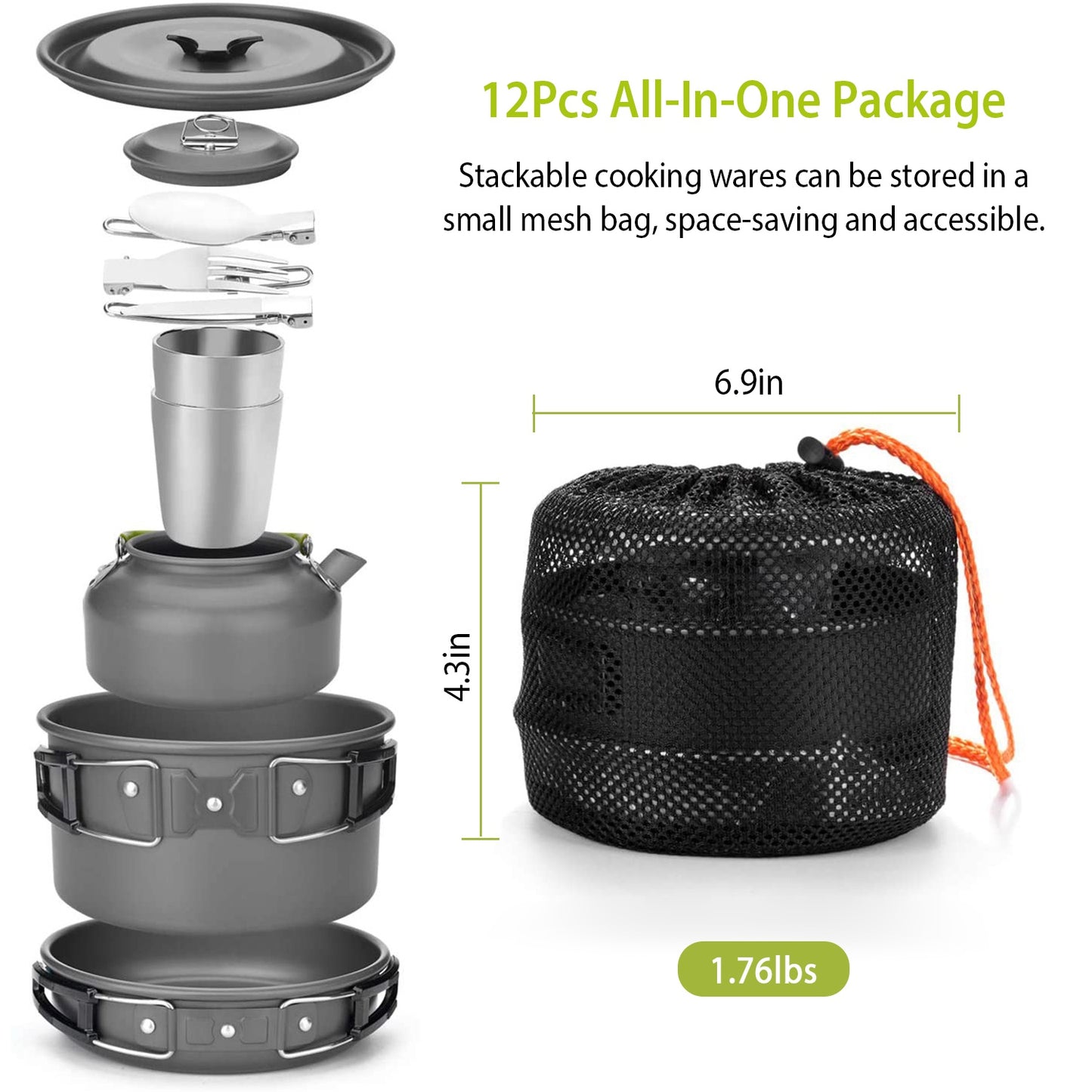 12-Pcs Camping Cookware
