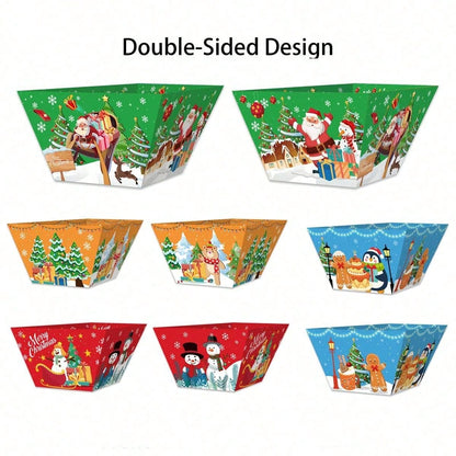 12 PCS Christmas Paper Food Tray Xmas Decorations
