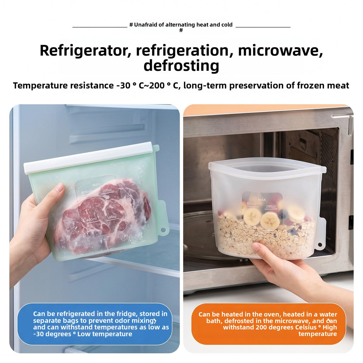 Reusable Silicone Food Storage Bags – Airtight, Freezer & Microwave Safe