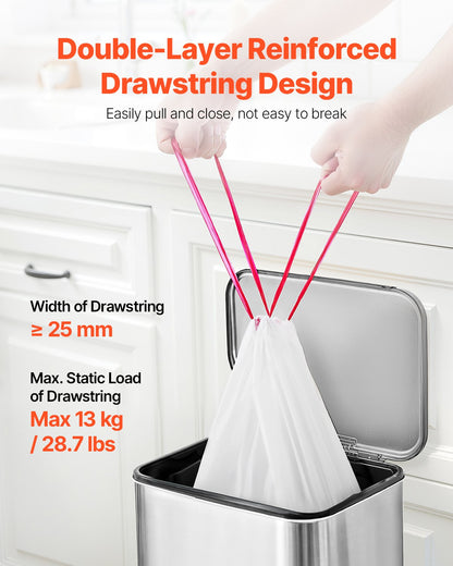 Drawstring Trash Bags, 13 Gallon 110 Count Tall Kitchen Trash Bags
